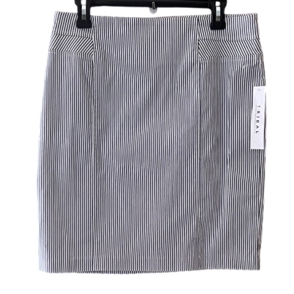 Tribal Dresses & Skirts - NWT Tribal Striped Blue and White Sparkly Skirt Casual Office Work Modest